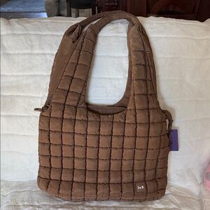 Iris & Rainbow caramel puff Tote Bag NWT